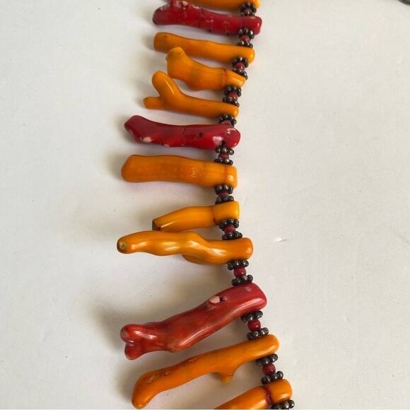 Coral Branch Necklace HUGE Beads Dyed Red Orange Maximalist Iris Apfel Vintage - Picture 6 of 13